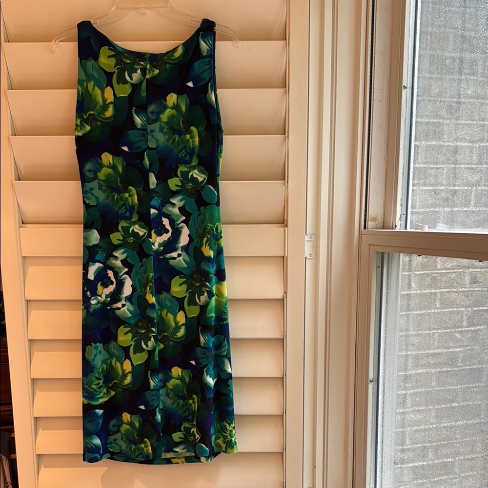 Ralph Lauren Blue and Green Floral Midi Dress